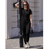 image:imageEkouaer Womens Cotton Matching Lounge Sets Short Sleeve Top and Jogger Pants Set Fashion Casual OutfitsBlack
