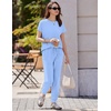 image:imageEkouaer Womens Cotton Matching Lounge Sets Short Sleeve Top and Jogger Pants Set Fashion Casual OutfitsBlue