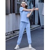 image:imageEkouaer Womens Cotton Matching Lounge Sets Short Sleeve Top and Jogger Pants Set Fashion Casual OutfitsBlue
