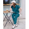 image:imageEkouaer Womens Cotton Matching Lounge Sets Short Sleeve Top and Jogger Pants Set Fashion Casual OutfitsBlue Green