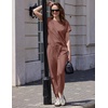 image:imageEkouaer Womens Cotton Matching Lounge Sets Short Sleeve Top and Jogger Pants Set Fashion Casual OutfitsBrown