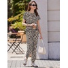 image:imageEkouaer Womens Cotton Matching Lounge Sets Short Sleeve Top and Jogger Pants Set Fashion Casual OutfitsBrown Leopard