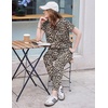 image:imageEkouaer Womens Cotton Matching Lounge Sets Short Sleeve Top and Jogger Pants Set Fashion Casual OutfitsBrown Leopard
