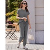 image:imageEkouaer Womens Cotton Matching Lounge Sets Short Sleeve Top and Jogger Pants Set Fashion Casual OutfitsDark Gray