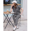 image:imageEkouaer Womens Cotton Matching Lounge Sets Short Sleeve Top and Jogger Pants Set Fashion Casual OutfitsDark Gray