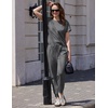image:imageEkouaer Womens Cotton Matching Lounge Sets Short Sleeve Top and Jogger Pants Set Fashion Casual OutfitsDark Gray