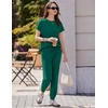 image:imageEkouaer Womens Cotton Matching Lounge Sets Short Sleeve Top and Jogger Pants Set Fashion Casual OutfitsGreen