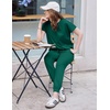 image:imageEkouaer Womens Cotton Matching Lounge Sets Short Sleeve Top and Jogger Pants Set Fashion Casual OutfitsGreen