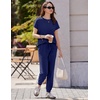 image:imageEkouaer Womens Cotton Matching Lounge Sets Short Sleeve Top and Jogger Pants Set Fashion Casual OutfitsNavy Blue