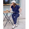 image:imageEkouaer Womens Cotton Matching Lounge Sets Short Sleeve Top and Jogger Pants Set Fashion Casual OutfitsNavy Blue