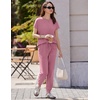 image:imageEkouaer Womens Cotton Matching Lounge Sets Short Sleeve Top and Jogger Pants Set Fashion Casual OutfitsRose Red