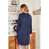 image:imageEkouaer Womens Nightgown V Neck Striped Button Down Sleepwear 34 Sleeves Nightshirts Soft Button Sleep Dress SXXLNavy Blue Stripe