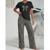 image:imageEkouaer Womens Pajamas Sets 2 Piece Short Sleeve Lounge Set Printed Loose Pants Round Neck Pj Sets LoungewearBlack Leopard