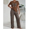 image:imageEkouaer Womens Pajamas Sets 2 Piece Short Sleeve Lounge Set Printed Loose Pants Round Neck Pj Sets LoungewearBrown Leopard