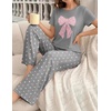 image:imageEkouaer Womens Pajamas Sets 2 Piece Short Sleeve Lounge Set Printed Loose Pants Round Neck Pj Sets LoungewearGray Dots