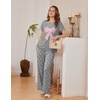 image:imageEkouaer Womens Pajamas Sets 2 Piece Short Sleeve Lounge Set Printed Loose Pants Round Neck Pj Sets LoungewearGray Dots
