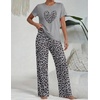 image:imageEkouaer Womens Pajamas Sets 2 Piece Short Sleeve Lounge Set Printed Loose Pants Round Neck Pj Sets LoungewearGray Leopard