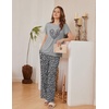 image:imageEkouaer Womens Pajamas Sets 2 Piece Short Sleeve Lounge Set Printed Loose Pants Round Neck Pj Sets LoungewearGray Leopard