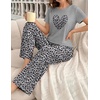 image:imageEkouaer Womens Pajamas Sets 2 Piece Short Sleeve Lounge Set Printed Loose Pants Round Neck Pj Sets LoungewearGray Leopard