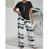 image:imageEkouaer Womens Pajamas Sets 2 Piece Short Sleeve Lounge Set Printed Loose Pants Round Neck Pj Sets LoungewearOmbre Black