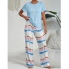 image:imageEkouaer Womens Pajamas Sets 2 Piece Short Sleeve Lounge Set Printed Loose Pants Round Neck Pj Sets LoungewearOmbre Blue