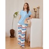 image:imageEkouaer Womens Pajamas Sets 2 Piece Short Sleeve Lounge Set Printed Loose Pants Round Neck Pj Sets LoungewearOmbre Blue