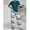 image:imageEkouaer Womens Pajamas Sets 2 Piece Short Sleeve Lounge Set Printed Loose Pants Round Neck Pj Sets LoungewearOmbre Blue Green