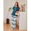 image:imageEkouaer Womens Pajamas Sets 2 Piece Short Sleeve Lounge Set Printed Loose Pants Round Neck Pj Sets LoungewearOmbre Blue Green