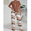 image:imageEkouaer Womens Pajamas Sets 2 Piece Short Sleeve Lounge Set Printed Loose Pants Round Neck Pj Sets LoungewearOmbre Brown