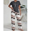 image:imageEkouaer Womens Pajamas Sets 2 Piece Short Sleeve Lounge Set Printed Loose Pants Round Neck Pj Sets LoungewearOmbre Dark Gray