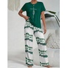 image:imageEkouaer Womens Pajamas Sets 2 Piece Short Sleeve Lounge Set Printed Loose Pants Round Neck Pj Sets LoungewearOmbre Deep Green