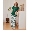 image:imageEkouaer Womens Pajamas Sets 2 Piece Short Sleeve Lounge Set Printed Loose Pants Round Neck Pj Sets LoungewearOmbre Deep Green