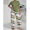 image:imageEkouaer Womens Pajamas Sets 2 Piece Short Sleeve Lounge Set Printed Loose Pants Round Neck Pj Sets LoungewearOmbre Green