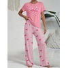 image:imageEkouaer Womens Pajamas Sets 2 Piece Short Sleeve Lounge Set Printed Loose Pants Round Neck Pj Sets LoungewearPink Stripe Bows