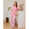 image:imageEkouaer Womens Pajamas Sets 2 Piece Short Sleeve Lounge Set Printed Loose Pants Round Neck Pj Sets LoungewearPink Stripe Bows