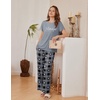 image:imageEkouaer Womens Pajamas Sets 2 Piece Short Sleeve Lounge Set Printed Loose Pants Round Neck Pj Sets LoungewearPlaid Gray