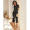 image:imageEkouaer Womens Sleepwear Capri Pajama Sets Short Sleeve TwoPiece Pjs V Neck Tops amp Capri Pants with Pockets S3XLBlack Beer