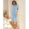 image:imageEkouaer Womens Sleepwear Capri Pajama Sets Short Sleeve TwoPiece Pjs V Neck Tops amp Capri Pants with Pockets S3XLBlue
