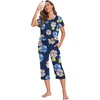 image:imageEkouaer Womens Sleepwear Capri Pajama Sets Short Sleeve TwoPiece Pjs V Neck Tops amp Capri Pants with Pockets S3XLBlue Khaki Flowers