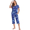 image:imageEkouaer Womens Sleepwear Capri Pajama Sets Short Sleeve TwoPiece Pjs V Neck Tops amp Capri Pants with Pockets S3XLBlue Stars