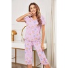 image:imageEkouaer Womens Sleepwear Capri Pajama Sets Short Sleeve TwoPiece Pjs V Neck Tops amp Capri Pants with Pockets S3XLColorful Flowers