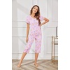 image:imageEkouaer Womens Sleepwear Capri Pajama Sets Short Sleeve TwoPiece Pjs V Neck Tops amp Capri Pants with Pockets S3XLColorful Flowers