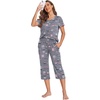image:imageEkouaer Womens Sleepwear Capri Pajama Sets Short Sleeve TwoPiece Pjs V Neck Tops amp Capri Pants with Pockets S3XLGray Coffee Cups