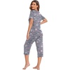 image:imageEkouaer Womens Sleepwear Capri Pajama Sets Short Sleeve TwoPiece Pjs V Neck Tops amp Capri Pants with Pockets S3XLGray Coffee Cups