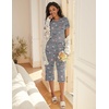 image:imageEkouaer Womens Sleepwear Capri Pajama Sets Short Sleeve TwoPiece Pjs V Neck Tops amp Capri Pants with Pockets S3XLGray Coffee Cups