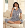 image:imageEkouaer Womens Sleepwear Capri Pajama Sets Short Sleeve TwoPiece Pjs V Neck Tops amp Capri Pants with Pockets S3XLGray Coffee Cups