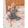 image:imageEkouaer Womens Sleepwear Capri Pajama Sets Short Sleeve TwoPiece Pjs V Neck Tops amp Capri Pants with Pockets S3XLGray Little Stars