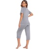 image:imageEkouaer Womens Sleepwear Capri Pajama Sets Short Sleeve TwoPiece Pjs V Neck Tops amp Capri Pants with Pockets S3XLGrey Stars