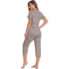 image:imageEkouaer Womens Sleepwear Capri Pajama Sets Short Sleeve TwoPiece Pjs V Neck Tops amp Capri Pants with Pockets S3XLLeopard