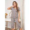 image:imageEkouaer Womens Sleepwear Capri Pajama Sets Short Sleeve TwoPiece Pjs V Neck Tops amp Capri Pants with Pockets S3XLLeopard